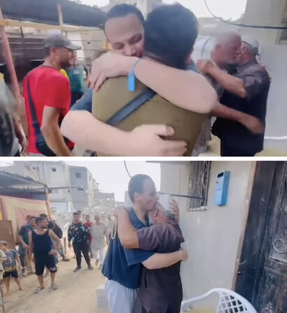 Bilde av menn som klemmer hverandre