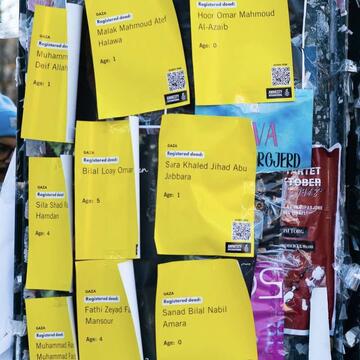 Plakater navn og alder på barn som har blitt drept Gaza